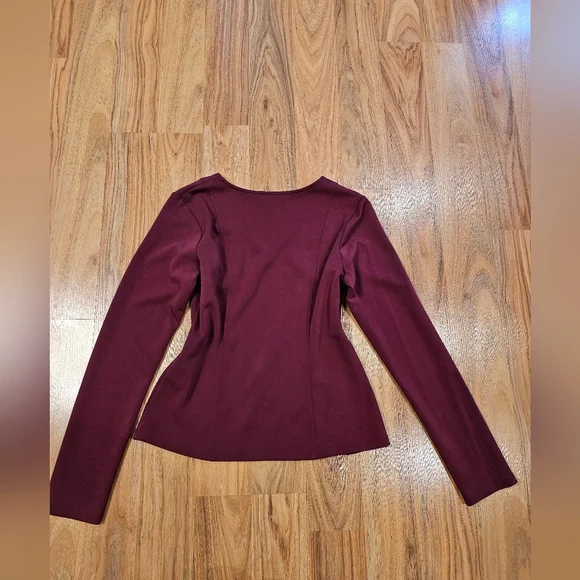Banana Republic Deep Red V-Neck Top (Scuba Fitted Top) - Picture 4 of 9